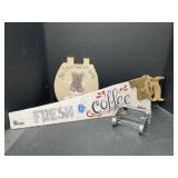 Folk Art Painted Saw & Seat Cover and Toilet Roll