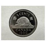 1990 Canadian 5 Cent Coin - Proof