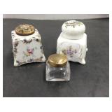 3 Small Lidded Jars Tallest Is 3 Ins.