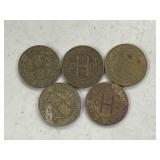5x 1960s Department of Highways Tokens