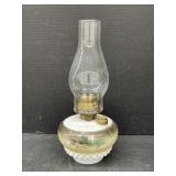 Oil Lamp with Milk Glass Base with Scene