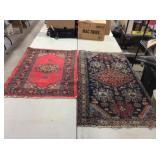 two small antique carpets 30 1/2 x 4 and 33 1/2 x