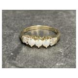 10 kt Gold Opal & Diamond Ring Size 7 3/4
