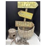 Outdoor Decor -  Reed Woven Basket, Unique Rock