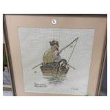 Framed Needlepoint Art - Norman Rockwell Scene