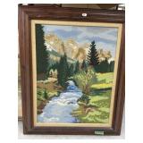 Framed Needlepoint Art - River Scene