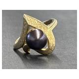 Ring with Pearl Shaped Stone stamped 14 K