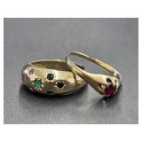 2 Rings - Red Stone stamped 14 k approx. size 7