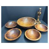 Wooden Bowls and Candle Holder