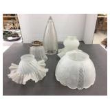 Tray, 5 Antique Glass Lamp Shades