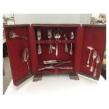 Mixed Silver Plate Flat Ware In Stand Up Chest