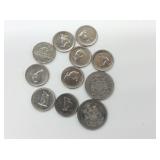 Canadian centennial nickels, 50 cent pieces, 1