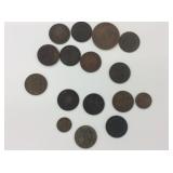 older Canadian one cent coins, some foreign