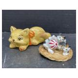 Vintage ESD Japan Laying Orange Cat and Cat