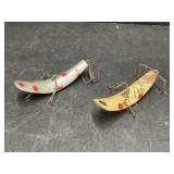 2 Helin Fishing Lures:  Silver Flatfish (1960s)