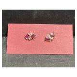 10 kt Gold Ruby & Diamond Stud Earrings