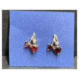 10 kt Gold Garnet & Diamond Stud Earrings