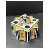 Antique Inkwell - Handpainted Ceramic with a