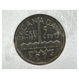 1951 Canadian 5 Cent Coin Comm. MS-63