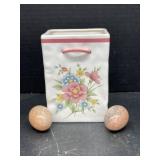 Decorative Planter & 2 Polished Marble Eggs
