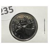 1978 Canadian Large Denticle 25 Cent Coin