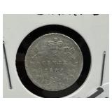 1886 Canadian 5 Cent Coin - Small 6 - F