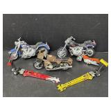 6 Toy Vehicles - 4 motorcycles and 2 Race Cars