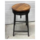 Stool Wood Spinning Seat, Metal Base 25 " Tall