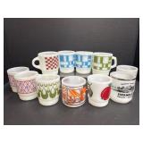 11 Vintage Coffee Cups - Fire-King, Termocrisa,