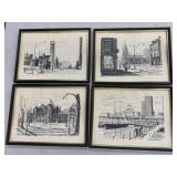 4 Framed Toronto Prints, 10x13 "