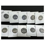 10x 1966 Canadian Heavy Cameo 5 Cent Coins