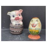 2 Piggy Banks:  J. Chein & Co. Tin Humpty Dumpty