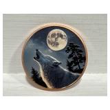 1 oz .999 Copper Round - Wolf Howling at the Moon