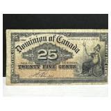 1900 Dominion of Canada 25 Cent Banknote