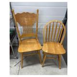 2 Mismatched Wooden Chairs