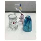 3 Glass Collectible Figure