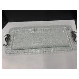 Glass Bubble Tray With Seahorse Handles