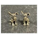 2 Miniature Brass Dog Figures