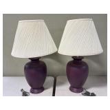 Pair Of Ceramic Base Lamps With Shades, 29 ' Tall