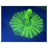 Uranium Glass Serving Plate with Centre Handle
