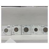 5 Foreign Coins - 1937 Mexico 20 Centavos,