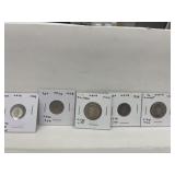 5 Neth Coins-1861 1/2 Gulden, 1928 25 Cent
