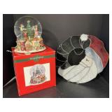 Musical Globe and Glass Santa Hanging