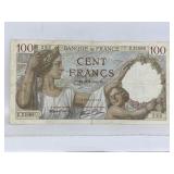 Bank Of France 100 Francs April 17 1941