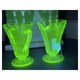 Uranium Glass Creamer & Sugar Bowl Set