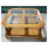 Hexagon Shaped Side Table With Storage And Glass