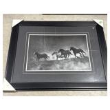 Framed Print Of Running Horses, 33x41 '
