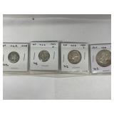 4 X U S A Coins - 1944 10 Cent, 1957 D  10 Cent,