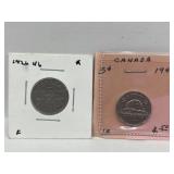 2 X Cdn 5 Cent - 1926 + 1948