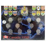 Canada 1999 Twenty Five Cent Coin Set On A